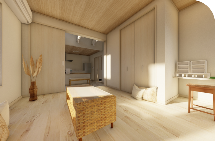 薄暗い居間を広く明るいリビングへ